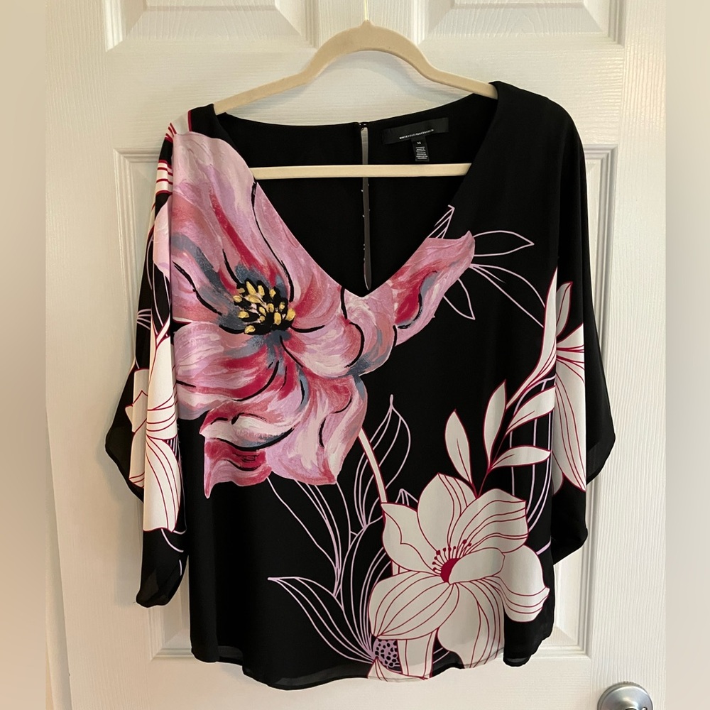 Floral Black and Pink Women's Top